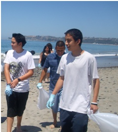 Image of students on the beach